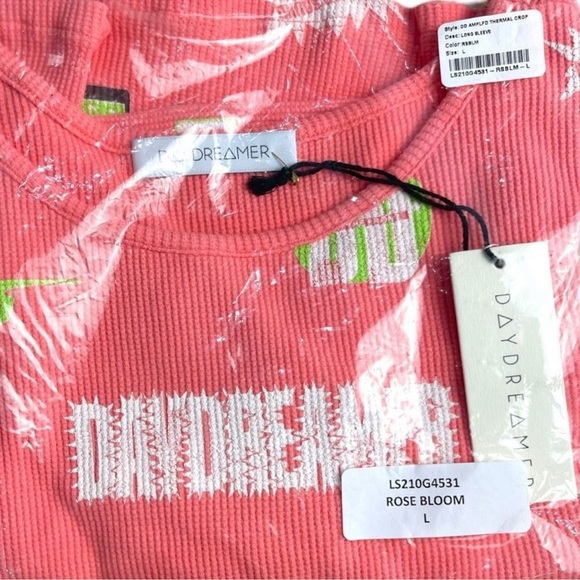 Daydreamer Records Amplified Thermal Crop Top Pink Size Large - Picture 10 of 14